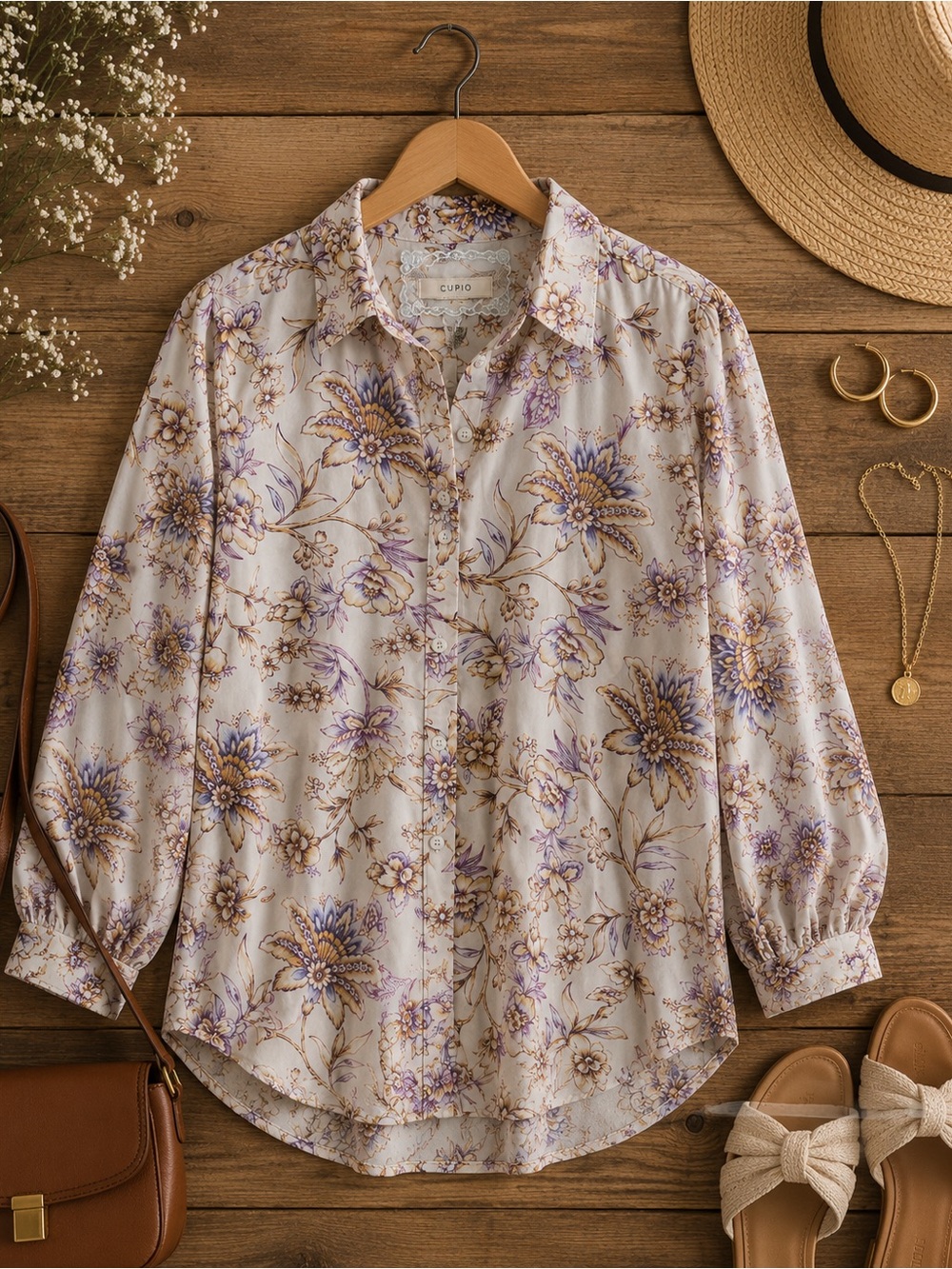 Cupio Floral Button-Up Blouse XL| Romantic Boho Chic Lightweight Top|NWOT